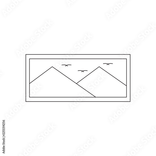 Wall Picture Frame Mountain Art Line Icon