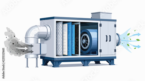 Industrial air purifier with duct system and clean airflow