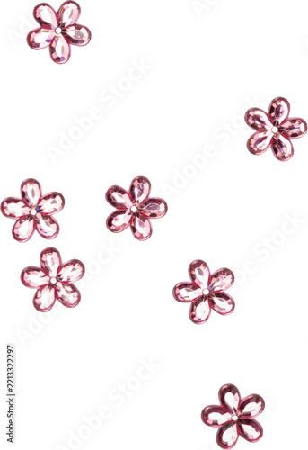 Pink Shiny Metallic Scattered Flowers Decoration