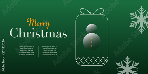 Merry Christmas Billboard with Gift Box and Snowflakes