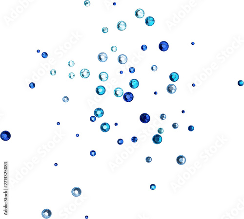 Blue Shiny Metallic Scattered Rhinestones Decoration