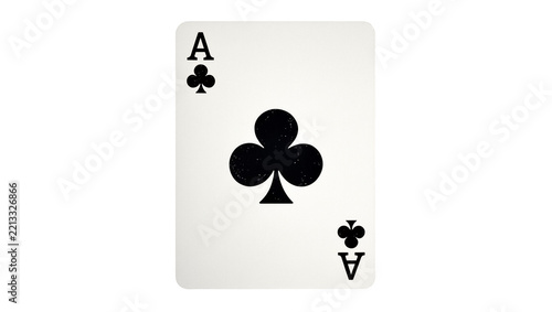 Ace of clubs playing card textured black symbol, isolated on transparent background