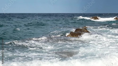 Beautiful seascape with rocks and waves
