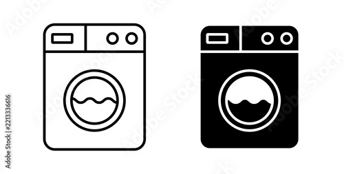 laundry machine icon flat outline in black