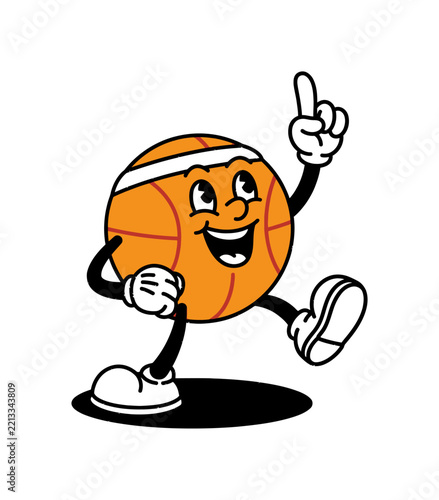 Vintage retro basketball mascot cartoon character.