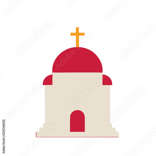 Stylized building with dome and cross