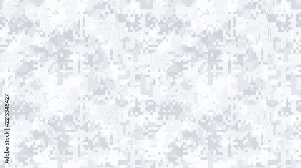 Obraz premium Digital camouflage seamless surface with pale gray pixel shapes, creating subtle military texture for textile and background