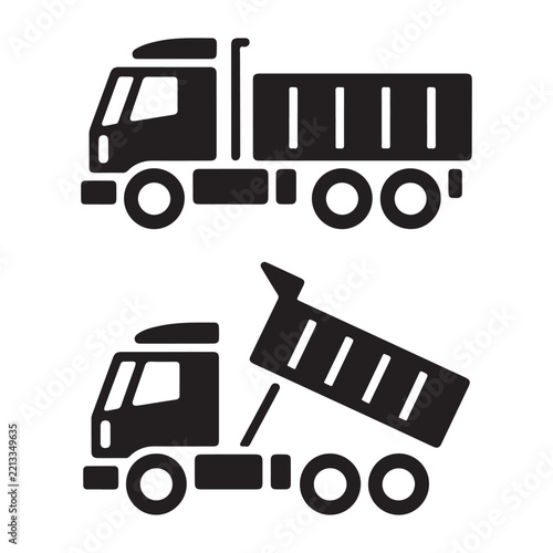Truck Icon Set, Transport and Delivery Vehicle Vector Collection with Cars, Vans, Buses and Lorries for Shipping, Cargo, Traffic, Road and Transportation Design