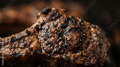 Juicy grilled lamb chops with crispy char, close-up, delicious meat dish