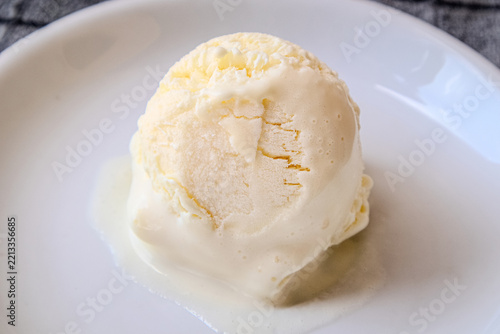 vanilla ice cream in the plate