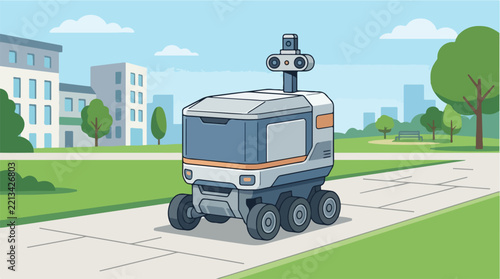 Autonomous delivery robot on city street