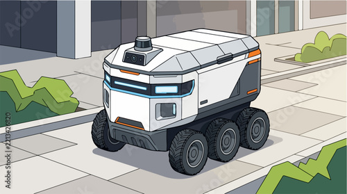 Autonomous delivery robot on city street