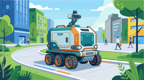 Autonomous delivery robot in city