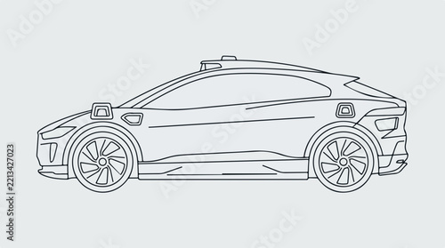Luxury Coupe Side View Line Art