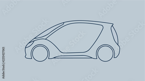 Outline drawing of futuristic compact vehicle