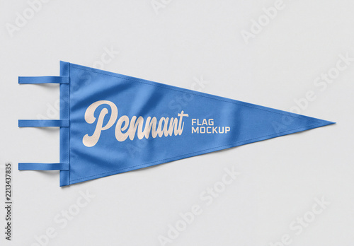 Blue Pennant Flag Mockup