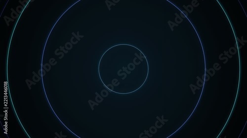 Abstract futuristic blue glowing concentric circles pulsing on a dark digital background