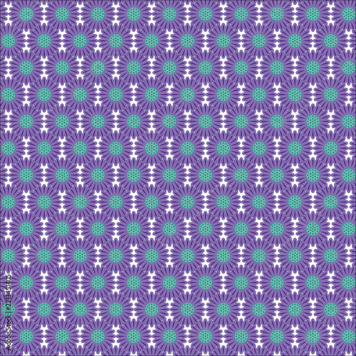 Purple Floral Seamless Pattern with Teal Centers
