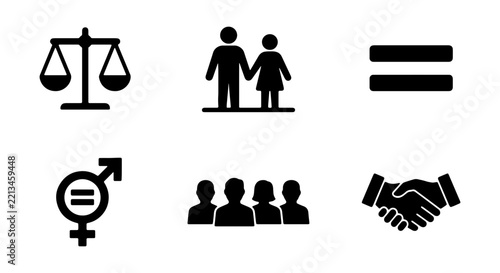 Equality vector icons set, social justice symbols and human rights design elements for web