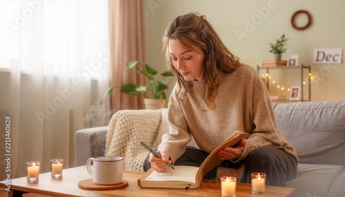Mental wellness and self-reflection at the end of the year through journaling and mindfulness.