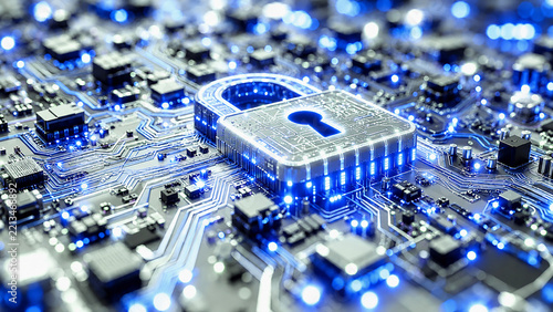  Glowing Blue Digital Padlock for Cybersecurity and Data Protection