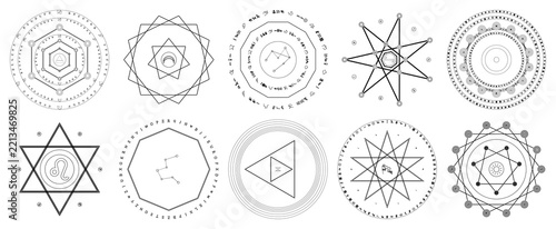 Set of 10 black fantasy magic sigils