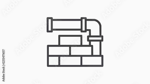 Brick Wall with Ventilation Ducts and Air Conditioning Unit Installation Diagram