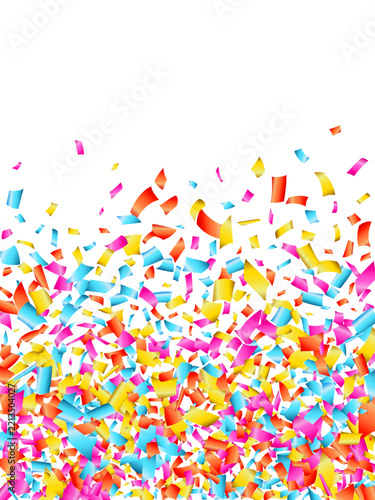 Colorful shining confetti flying New Year holiday card background