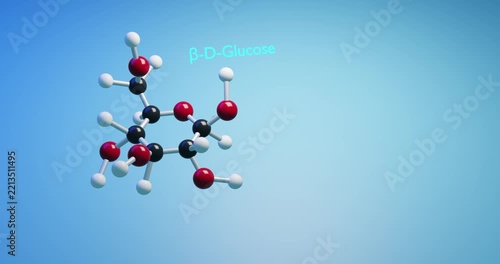 The interconversion between α- and β-D-glucose occurs via the open-chain form. 3d render video. 