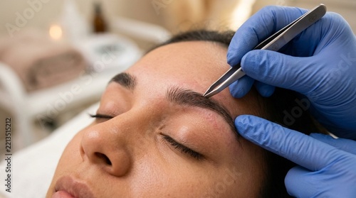 Eyebrow Shaping and Grooming - Close-up of Woman Receiving Tweezing Treatment