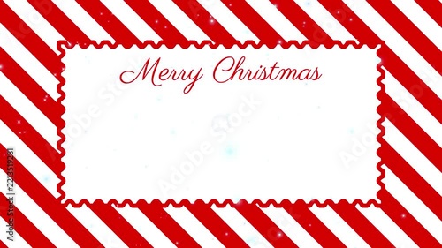 Merry Christmas Frame Card with Red and White Stripes Background