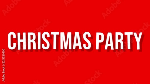 Christmas Party Animated Typography Text Banner on Red Background