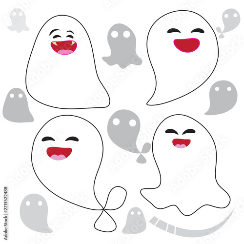 A set of smiling ghost costumes for Halloween