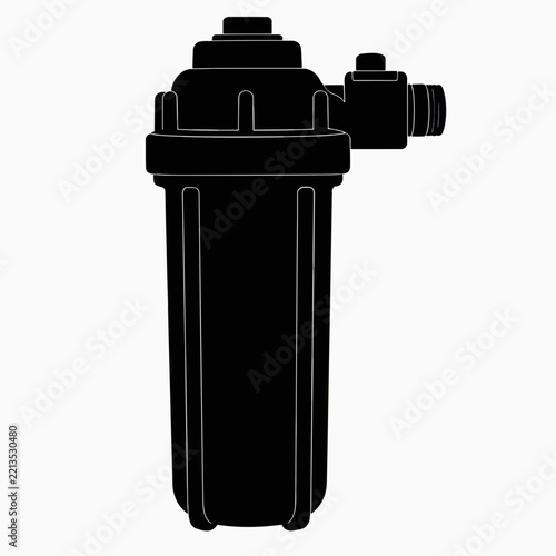 Black water filter icon for home plumbing system