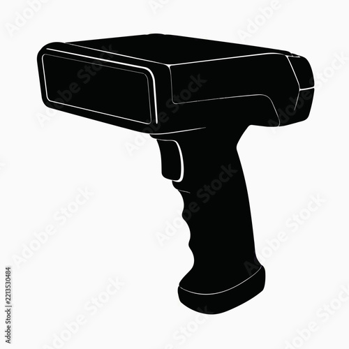 Black barcode scanner icon for retail and warehouse use