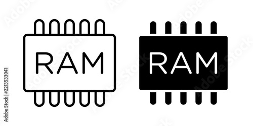 Obraz na plátně RAM memory icon flat outline in black