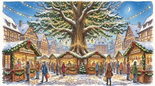 Enchanting Christmas Market Scene