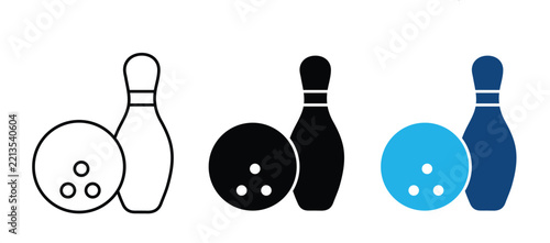 bowling ball and pin icon symbol set
