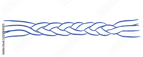 Straight blue braided cord isolated on white background vector illustration