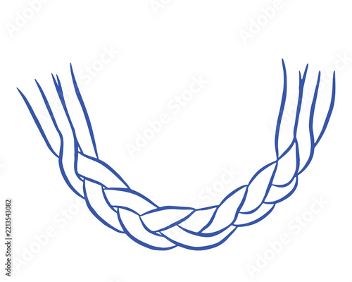 Blue braided hair plait over white background vector illustration