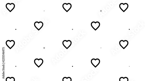 Minimalist Black Heart Outline Pattern Animation on White Background for Valentines Day and Wedding Projects