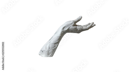 Elegant classic marble statue hand gesture isolated on transparent background sculpture art.