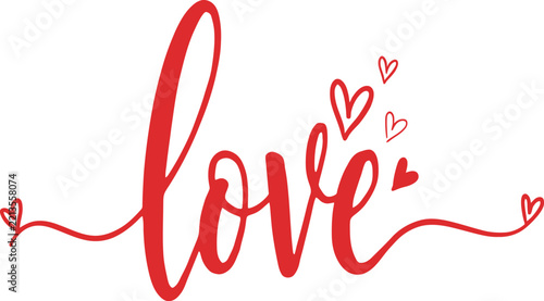 Red script word 
