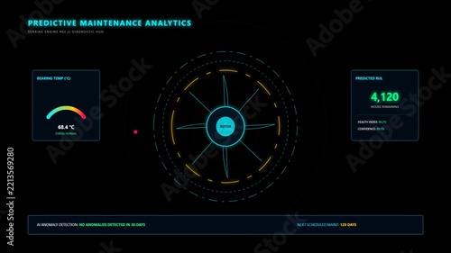 Predictive Maintenance Analytics Interface Showing Turbine Engine Health Monitoring System Data
