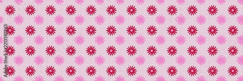 Seamless pink floral pattern with magenta and light pink flowers on dotted background. Ideal for spring wallpaper, textile, wrapping paper, banner, and cute fabric background design.
