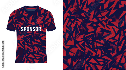 Jersey Pattern in Bold Red and Navy Camouflage Style