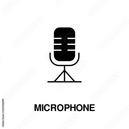Podcast Microphone Line Icon for Audio Recording and Broadcasting, icon solid style