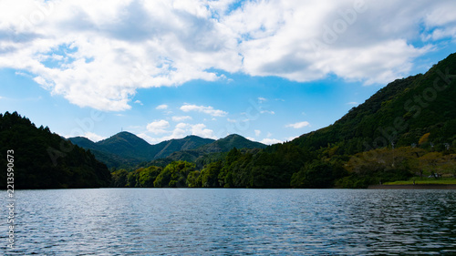 青空に映える湖と山の絶景