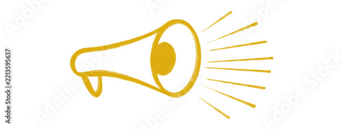 Yellow megaphone on transparent background