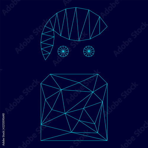 Avatar low poly triangulation triangulated polygonal electric cyan blue vibrant aqua neon color vector illustration image outline contour line